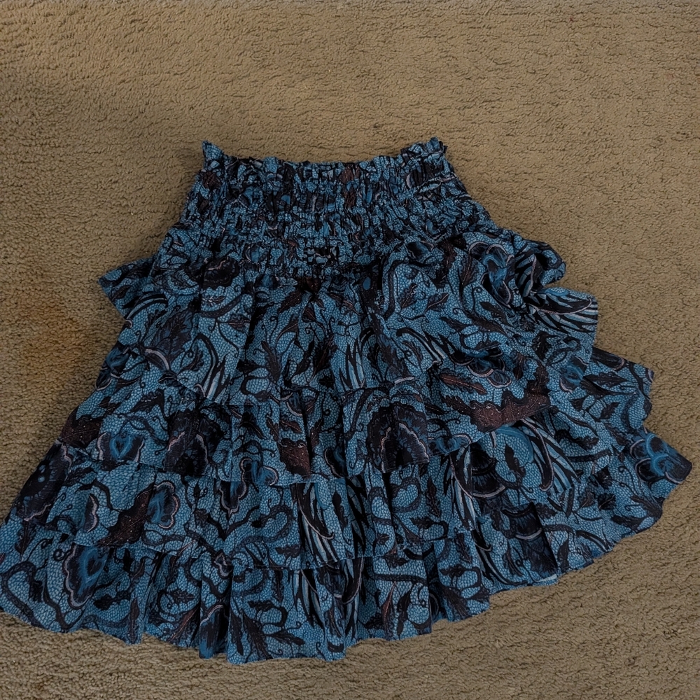 Elegant Blue and Black A-Line Skirt